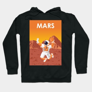 Mars Astronaut Playing Basketball Vintage Travel Poster Hoodie